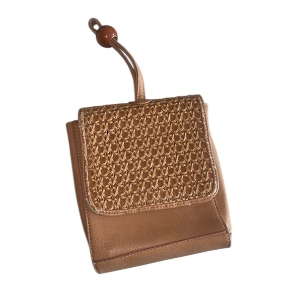 Anthropologie | Woven Raffia Tan Handbag with with Chain - Picture 1 of 7